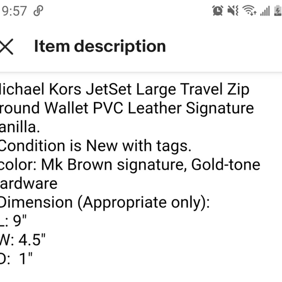 MICHAEL KORS LARGE ZIP A ROUND MK BROWN WALLET - Picture 12 of 12